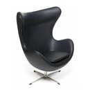 Egg Chair mit schwarzem Leder