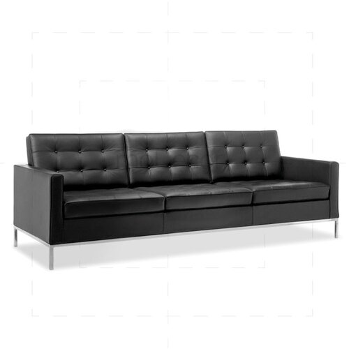 Florence Sofa Petite Dreisitzer mit schwarzem Leder