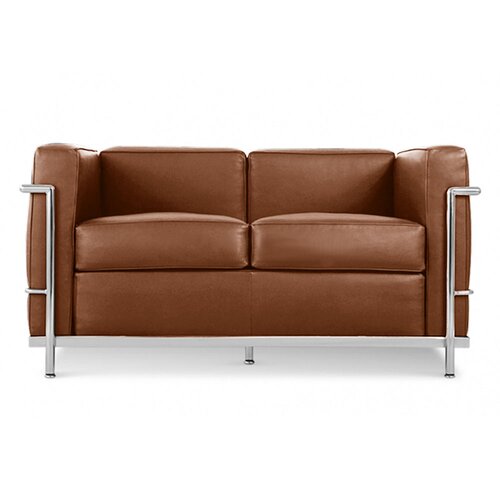 LC6 Sofa Zweisitzer mit Leder in Cognac